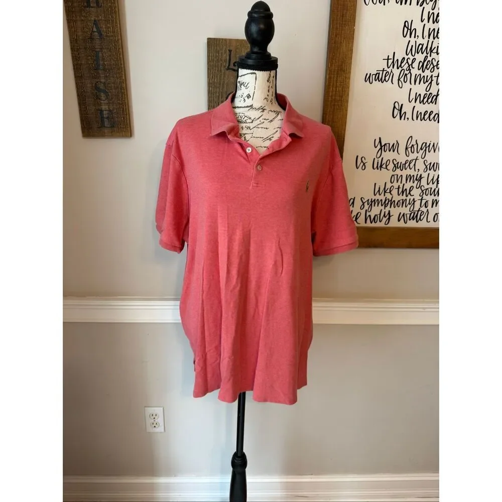 Ralph Lauren Men's Classic Fit Collared Short Sleeve Polo Shirt Coral Pink XL